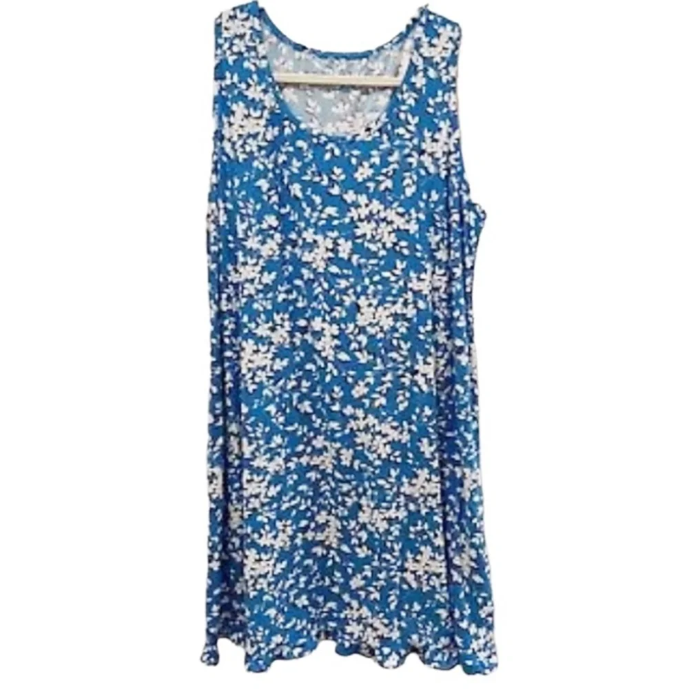 NWT Draper James Blue Floral Ruffle Nightie Sleep Dress Women’s Sz S/M